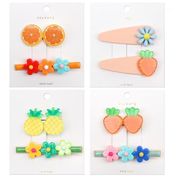 

hair accessories 2pcs/set flower fruit cartoon hairpins lovely sweet kids clips for girls barrettes multicolor children accessories1, Slivery;white
