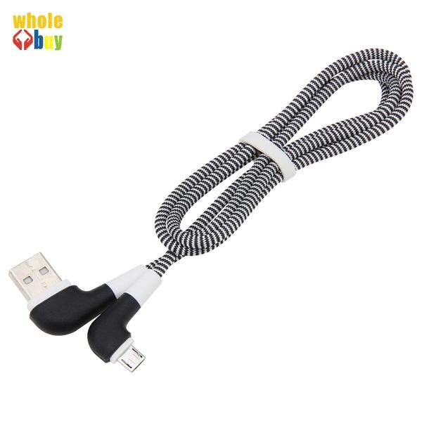 1M cotovelo de 90 graus cabo Micro USB Tipo C rápido carregamento de dados cabo de linha de carga Cord Para 500pcs Xiaomi Huawei Phone Accessory