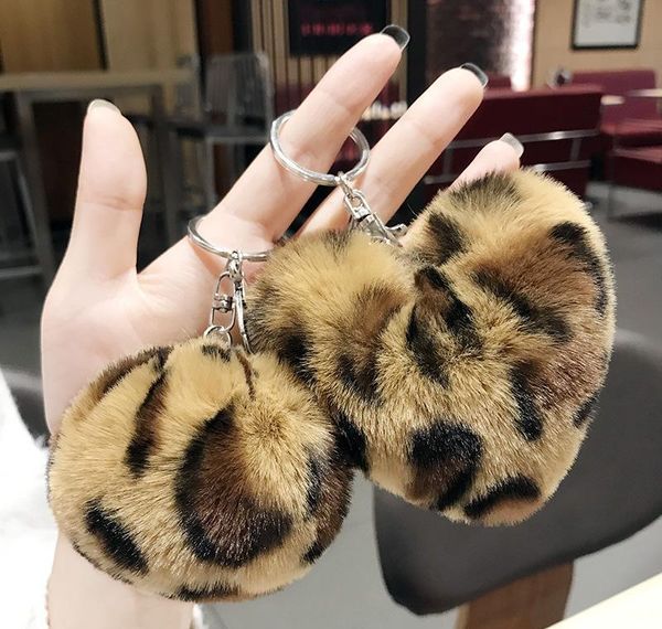 

cute love key gifts keychain car pendant ball pompom student creative chain in leopard ball fluffy wholesale bag fur bbydl mj_fashion, Silver