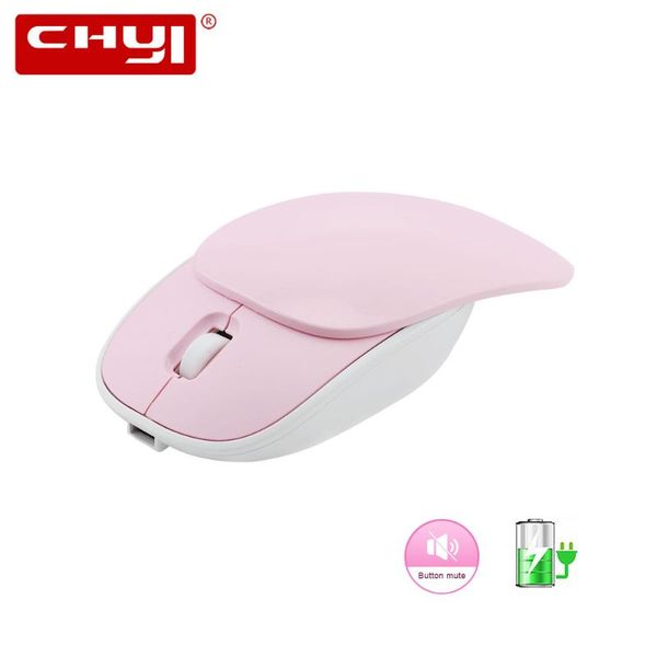 

chyi 2.4g бесшумный беспроводная мышь usb перезаряжаемые оптическая мышь 1600 dpi slide компьютер 3 кнопки розовый mause для офиса ноутбука
