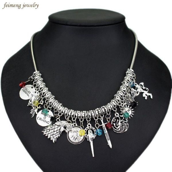 

new design movie jewelry game of throne diy vintage pendant necklaces for women christmas gifts, Silver