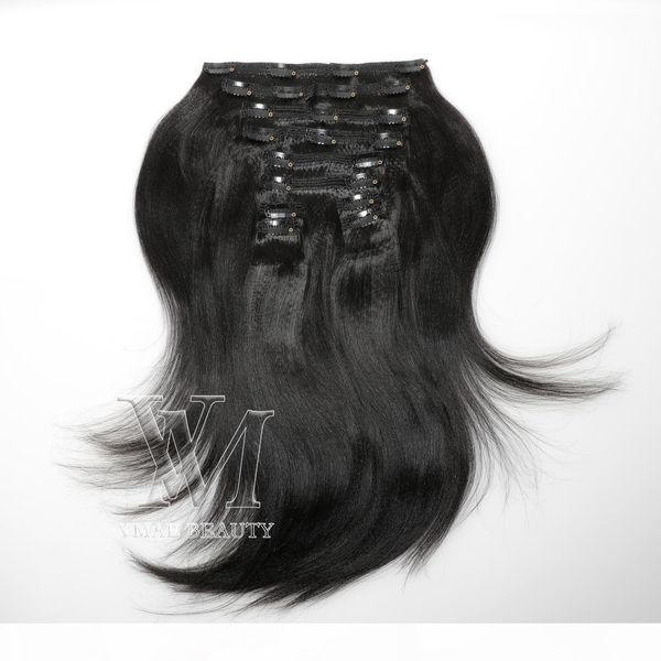 

vmae 11a malaysian hair no shedding remy virgin hair cuticle aligned natural color 140g yaki clip in human hair extensions, Black;brown