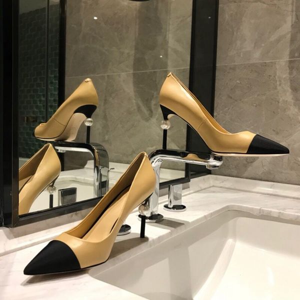 

plus size 35-41 women pointed toe pumps ladies fashion high thin heels casual pumps shoes genuine leather designer brand shoes 1007, Black;white