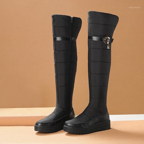 

boots arrival winter warm women snowshoes over knee natural genuine leather snow fur one leisure sports1, Black