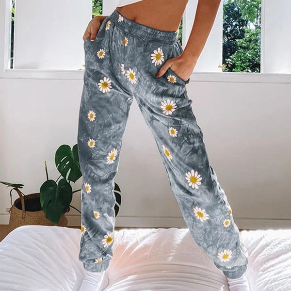 

women sweatpants flower print loose trousers plus size high waist joggers pants hip hop pants streetwear baggy pants, Black;white
