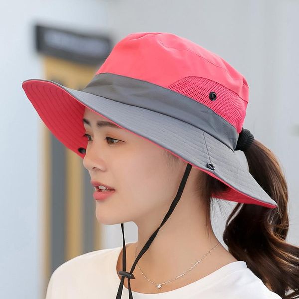 

women men hat wide brim fisherman hats sun uv protection sun hat holder hiking outdoor foldable couple gift autumn, Blue;gray