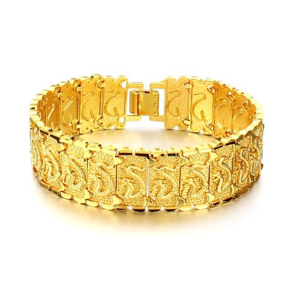

eurodollar gold-copper-plated 18k golden bracelet overbearing men's heavy dragon-pattern bracelet ring nocm851, Black