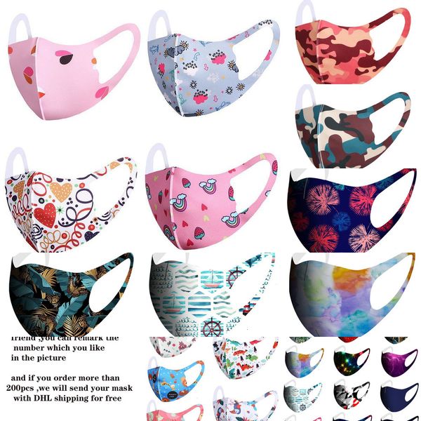 

silk cotton printing pattern camo ice camouflage cat dinosaur fireworks butterfly designer facemask reuable wash bear ki oz30f
