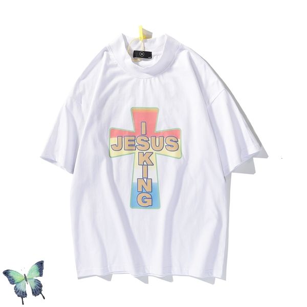 

2021 summer new kanye west jesus is king rainbow cross t shirt men women t-shirt fashion casual t-shirts r7ny, White;black