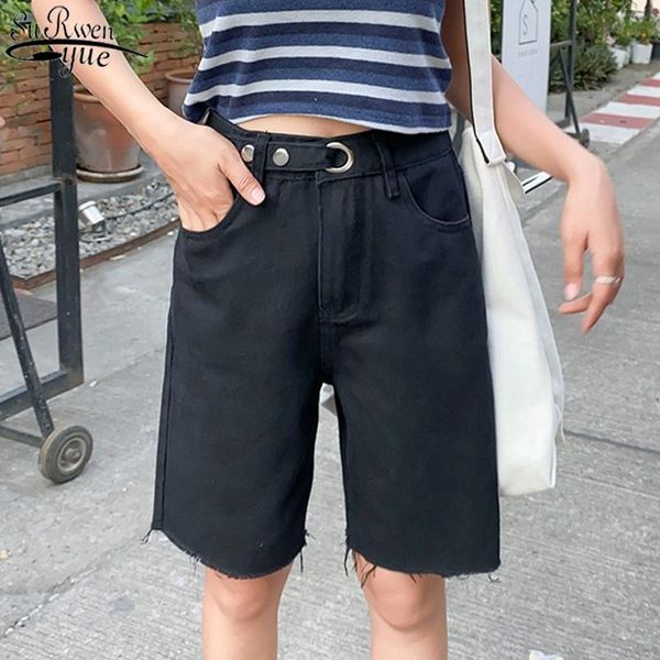 

women's shorts 2021 denim casual solid tassel beige gray skyblue black high waist women harajuku plus size jean short summer 10423, White;black