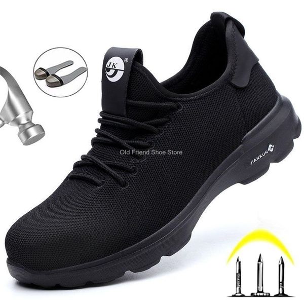 Легкие защитные туфли мужские рабочие ботинки стальные носки строительство проколочные рабочие туфли на открытом воздухе кроссовки для мужчин 220212