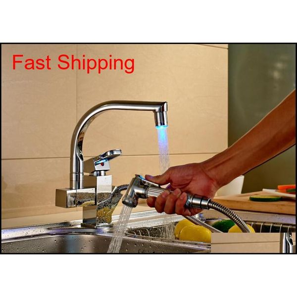 

led color changing chrome kitchen faucet pull out spout qylvvj dh_seller2010