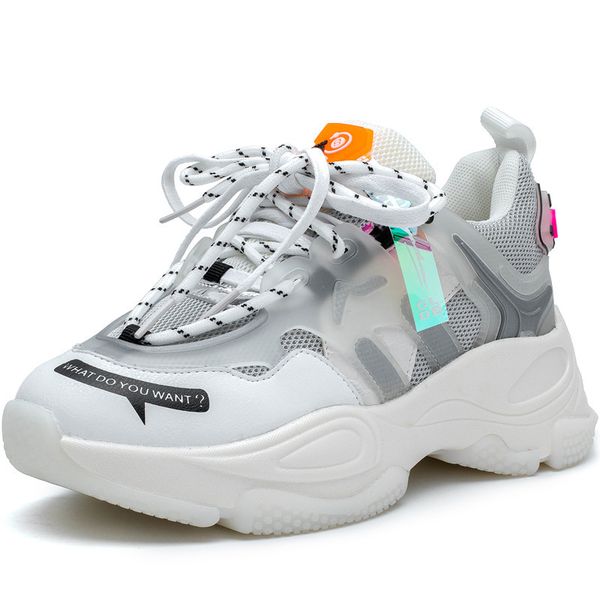 

rasmeup genuine leather women's mesh breathable platform sneakers famale chunky shoes ladies trainers footwear 201105, Black