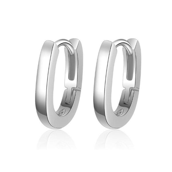

Punk Charm Jewelry 925 Sterling Silver Fashion Personality Simple Oval Circle Ear Buckle Hoop Earrings For Women Girls 3Y619, Golden;silver