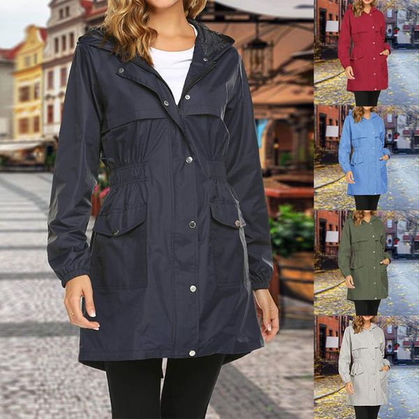 

womens long hoodies waterproof windbreaker rain coats sporting hooded gym jackets outdoor breathable chaquetas mujer 2020, Black;brown