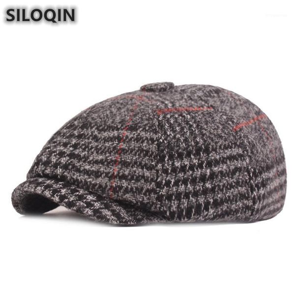 

siloqin new winter men's wool beret warm thick fashion berets hat men brands caps snapback cap dad's hats men's flat cap1, Blue;gray