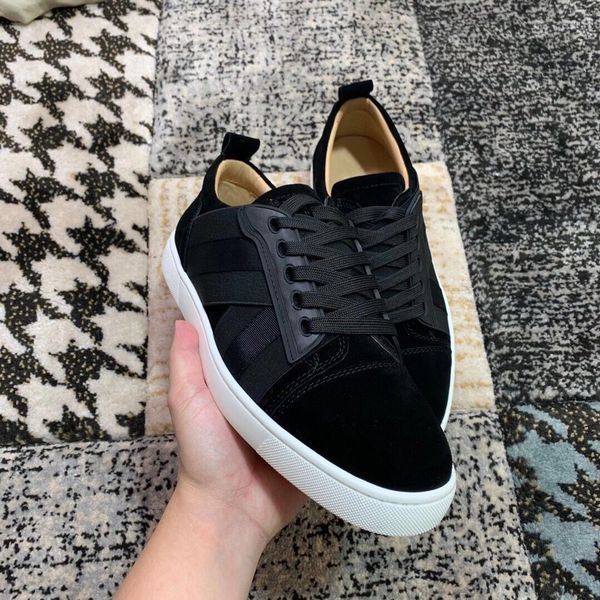 

luxury elastikid spikes donna men's casual shoes elegant comfort women red bottom sneakers walking party wedding couple trainers eu36-4, Black