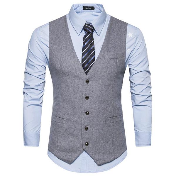 

spring business vest men's clothing male autumn jacket casual men england suit vest with pockets outerwear chaleco hombre, Black;white