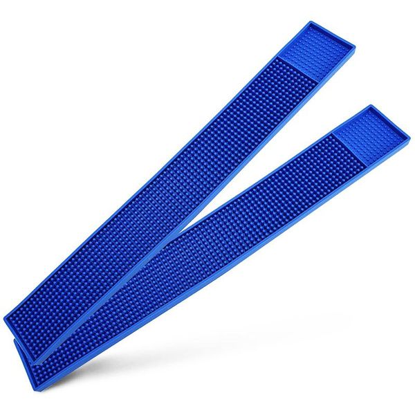 

rubber pvc bar mat heavy duty glassware dish drying mat (2 pcs 60x8cm blue