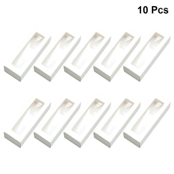 

gift wrap 10pcs macaron boxes with clear window paper packaging box cookie containers for home dessert shop (white paper, small)1