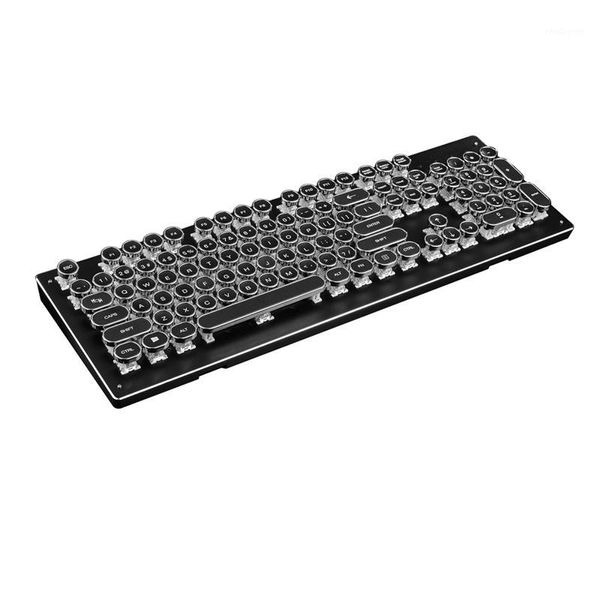 

retro mechanical gaming keyboard, 14 rgb backlit, blue switch -tactile & clicky, typewriter style, 104 keys1