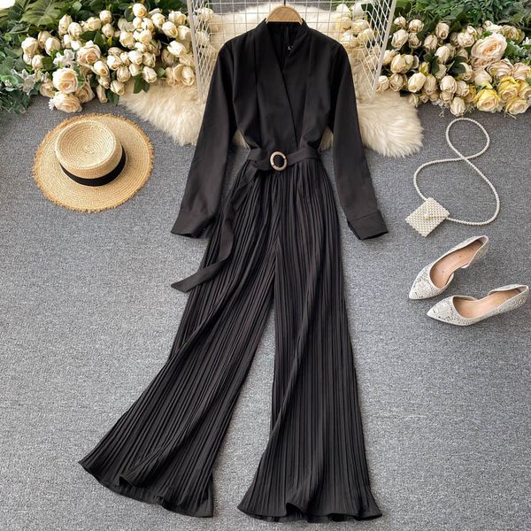 

2021 new women solid office in strips coveralls long overalls cnr9, Black;white