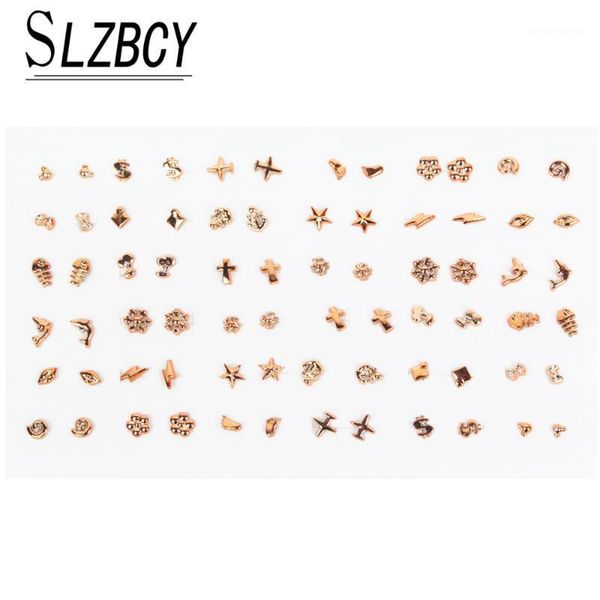 

stud 36pairs/set gold silver color small earrings sets for women girls metal alloy geometric star round earring jewelry brincos1, Golden;silver