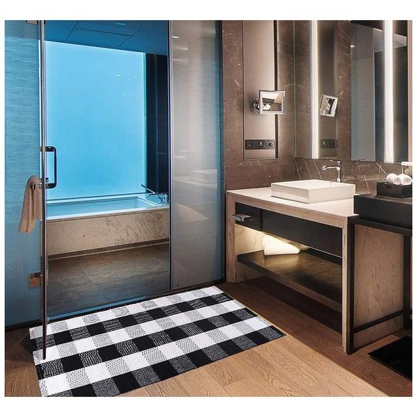 

plaid cotton carpets rugs tartan buffalo checkered layered door mats outdoor throw rug for front porch entry way kitchen jlljba eatout