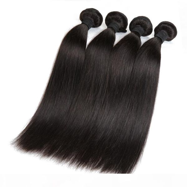 

lucky queen 8a malaysian straight hair 100% virgin human hair bundles remy hair extension natural color 4 bundles wholesale deals, Black