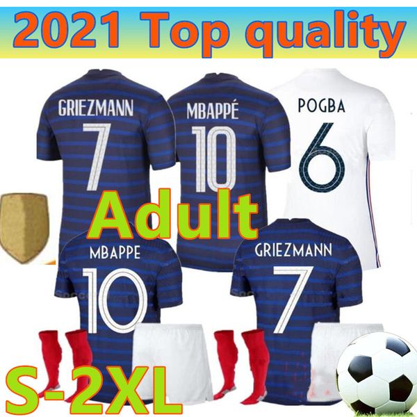 

2021 maillot de foot francia soccer jersey home away kits 20 21 mbappe griezmann pogba kante football shirt kit uniform s-xxl, Black;yellow