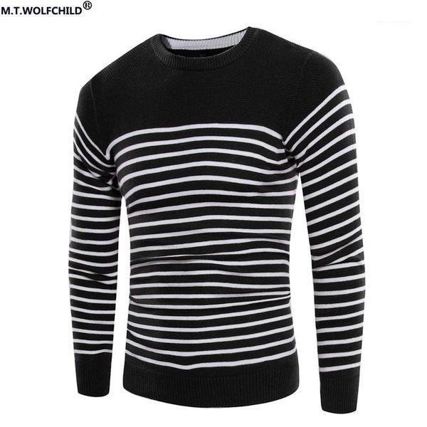 

men's pullovers sweater 2017 autumn and winter striped round-neck sweater fashion slim long sleeve warm sweaters casual mens, White;black