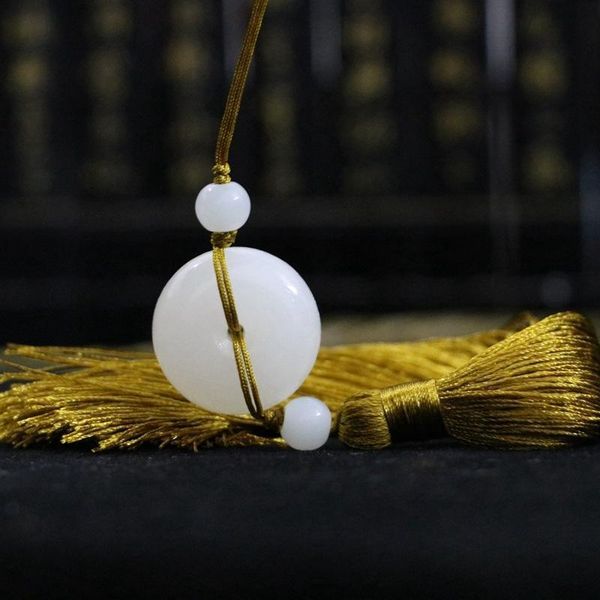 

1pc white jade peace buckle tassel fringe keychain caps straps diy jewelry making charms pendants craft accessories craft tassel h sqclzw