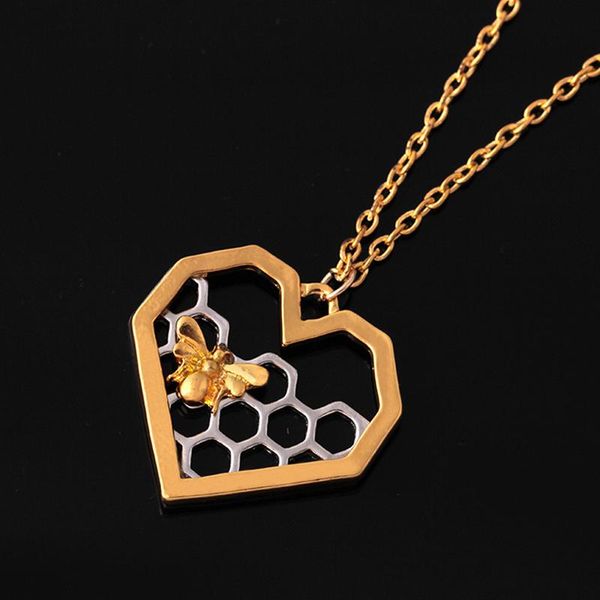 

chains dripping honey heart bee necklace women lady fashion accessories@88, Silver