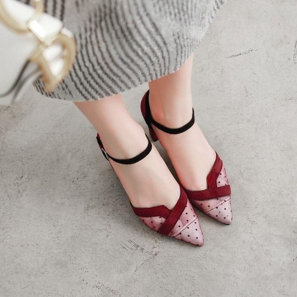 

new stiletto pointed high heel rhinestone buckle women's shoes satin korean version of the wild baotou female cool shoes u22-19, Black
