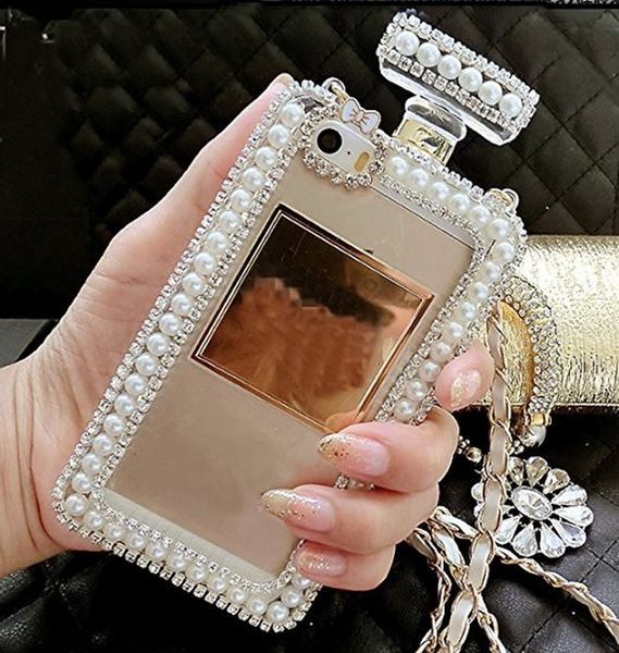 

diamond crystal cute pearl perfume bottle shaped chain handbag case cover for iphone11 pro max xs max xr 5s 6 6plus 7 8plus case