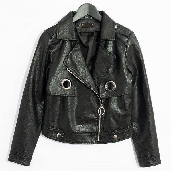 

2021 new black spring short from the plutonium of women autumn soft leather biker ladies street basic jacket tkn7