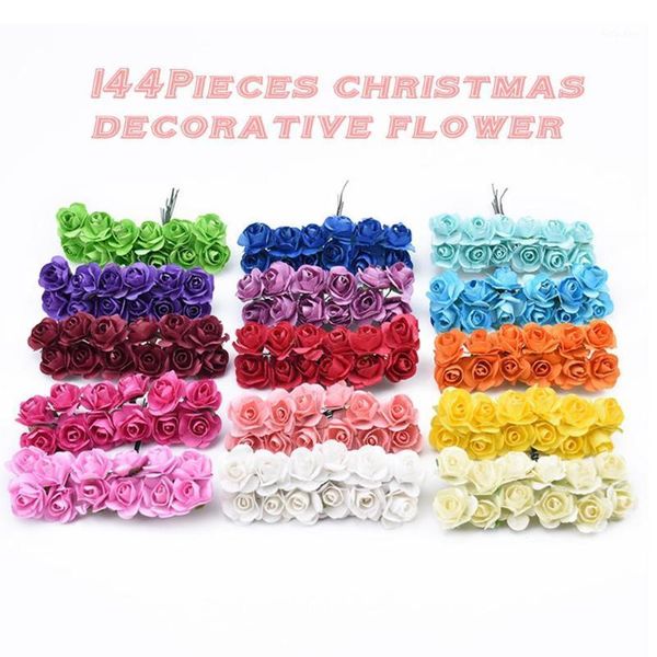 

144pcs / lot artificial small paper rose handmade wedding car decoration artifici flower valentine's day gift party supplies1