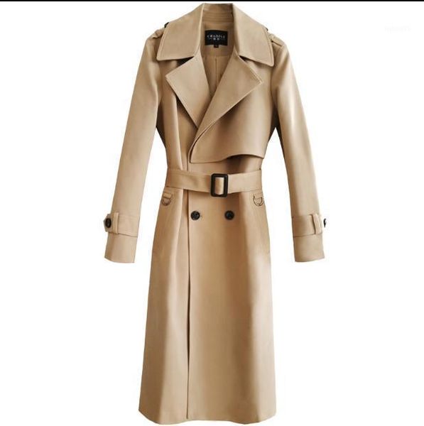 

long windbreaker men's 2019 autumn and winter new over the knee double-breasted super long coat large size s-6xl1, Black