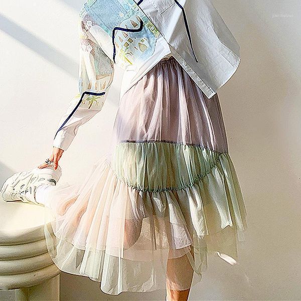 

korea sweet style woman skirts autumn fashion multilayer patchwork skirts women elastic waistline ladies skirt clothes sl3301, Black