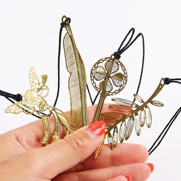 

cute kawaii gold metal bookmark vintage key feather angel bookmarks paper clip for book korean statio bbytxl