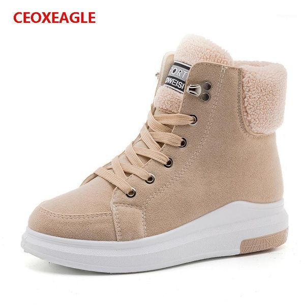 

boots 2022 fashion women lace up solid casual ankle boot booties shoes round toe winter snow warm british1, Black