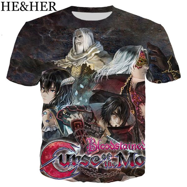 

new bloodstained curse of the moon cartoon 3d print shirts comics hippie plus size men clothing