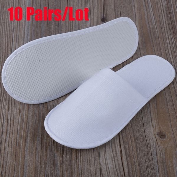 

10pcs/lot l disposable slippers women wholesale non-woven slippers thick travel business trip airplane break slippers shoes y200106, Black