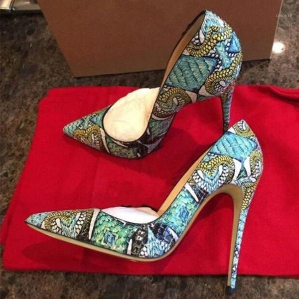 

snake leather printed high heel pumps 12cm stiletto heels floral party dress shoes plus size 45 wedding shoes bride1, Black
