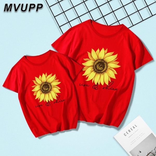 

family matching outfits mvupp mother amd daughter summer short tshirts white red clothes mommy baby girls yellow floral printed cute kid 202, Blue
