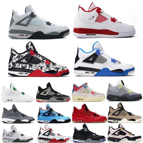 

2021 men women 4s basketballs shoes fire red 4 black cat pure money guava ice metallic purple mens trainers sneakers size 5.5-13 j5cs