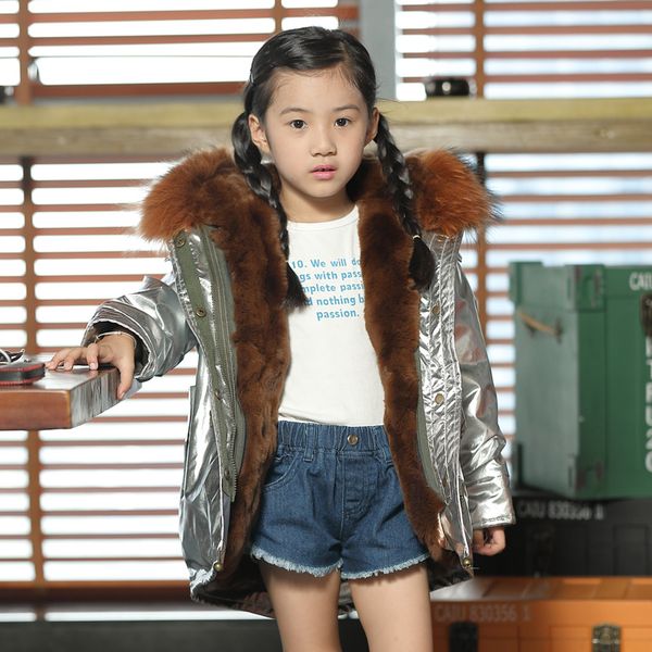 

jkp girls winter fur coat fur coat rex children's jacket baby large size tight boy warm 2020, Blue;gray