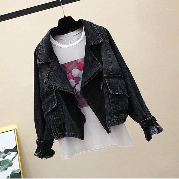 

sent within 12 hours women jackets short jean autumn new coat female's large size casual student jean jacket korean outwear1, Black;brown
