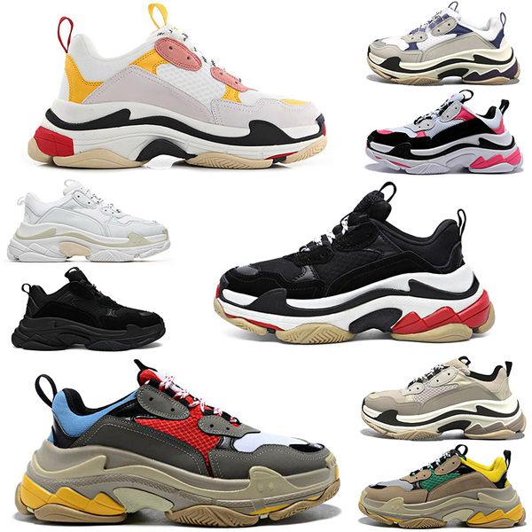 

mens womens triple s casual shoes multicolor stitching platform white dark khaki green red trainers outdoor sports sneakers