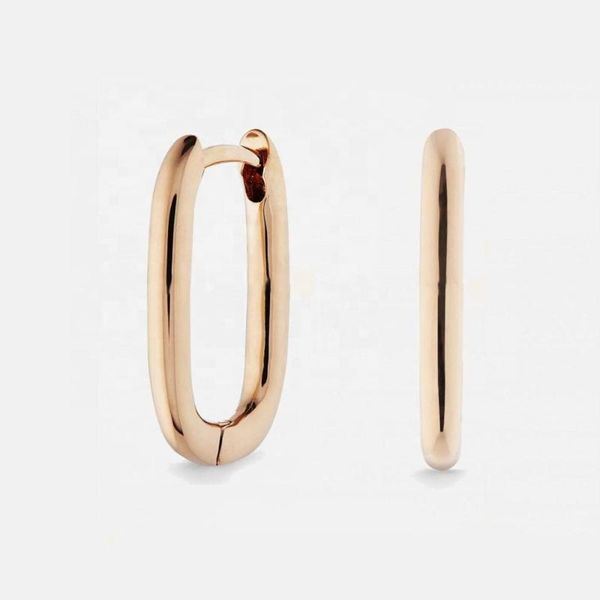 

hoop & huggie lozrunve desbloqueio minimalist jewelry elegant chunky oval earring 925 silver, Golden;silver